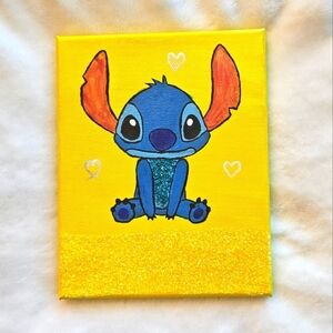 Original Painting and Glitter Canvas Art size 8X10